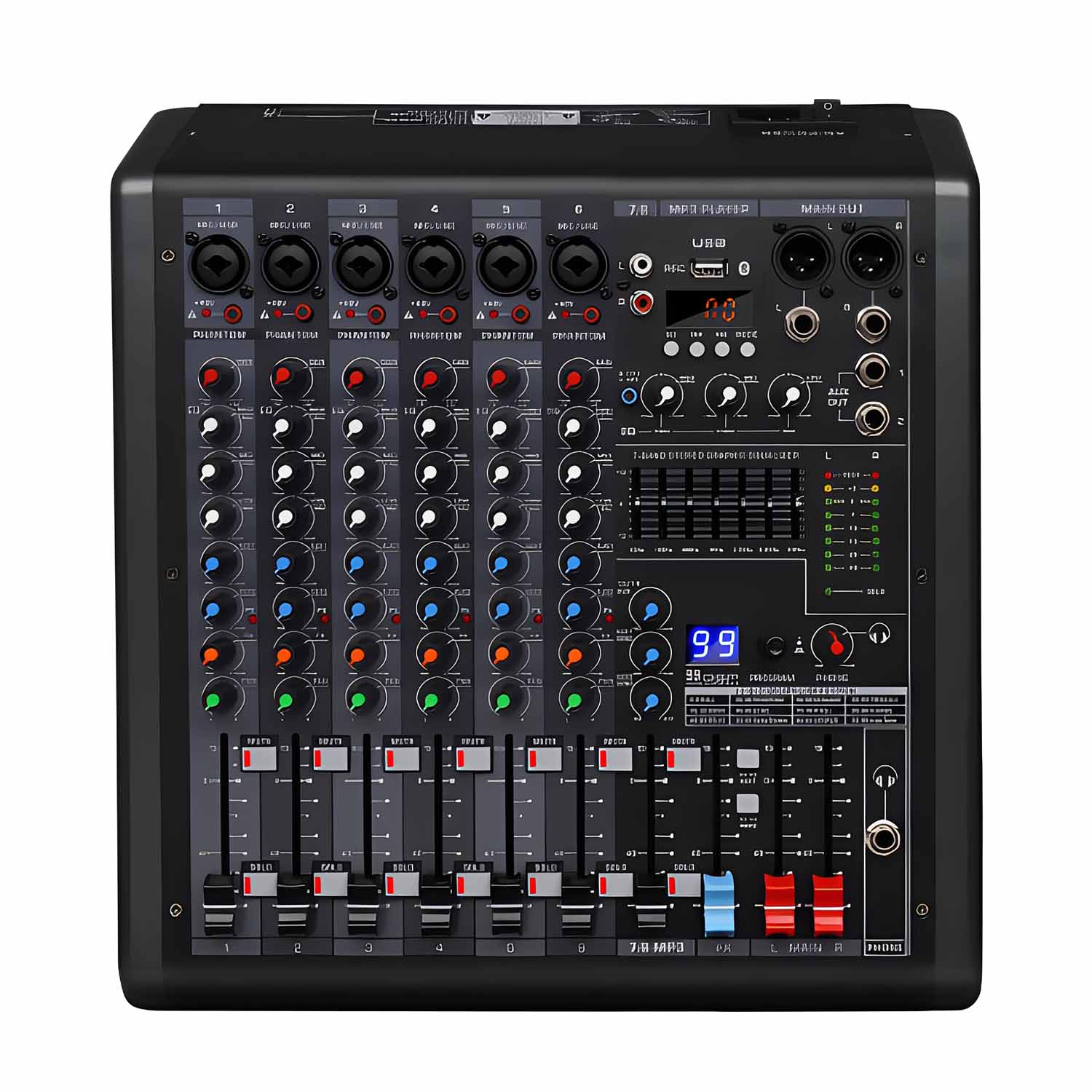BP8 8 channel professional mixing console view 1