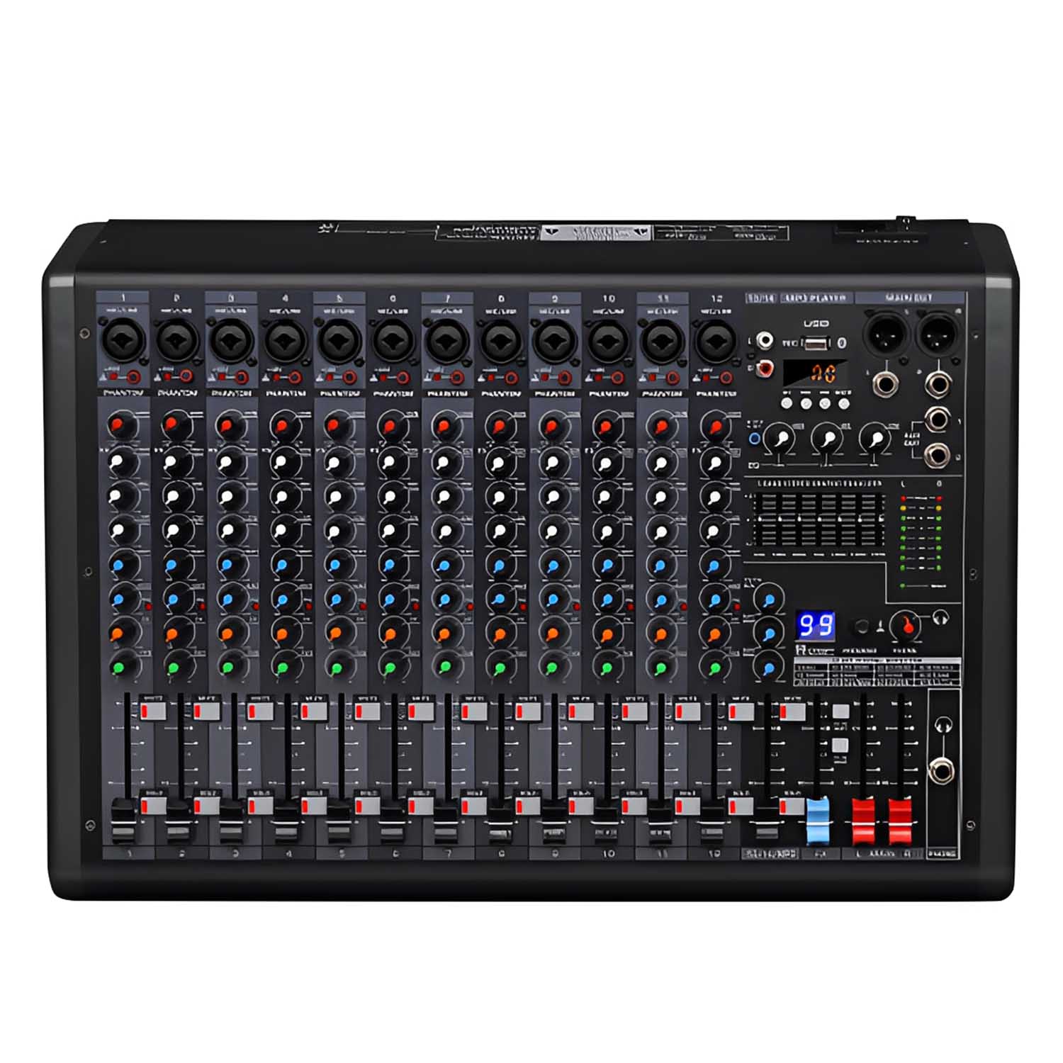 BP14 14 channel professional mixing console view 1
