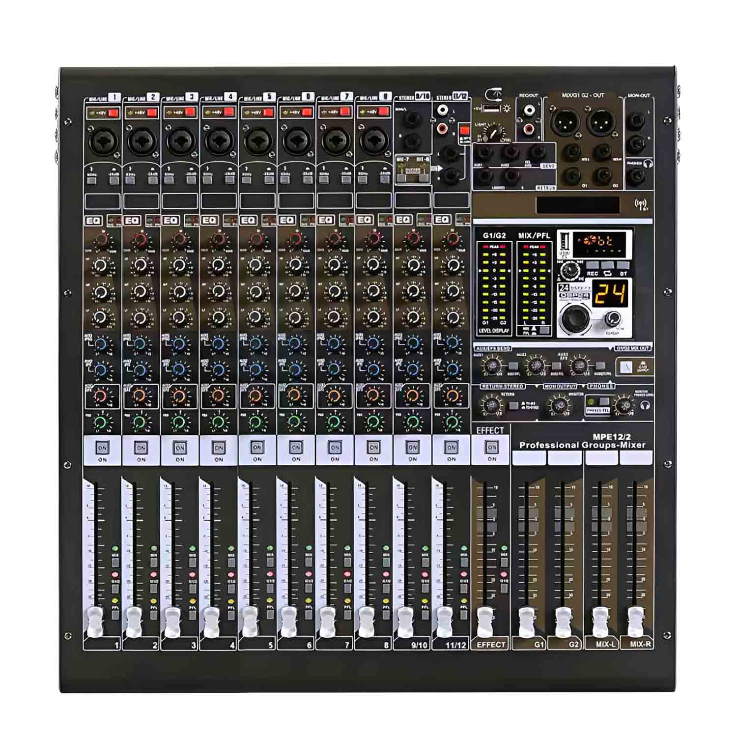 MPE12/2 professional analog mixing console view 1