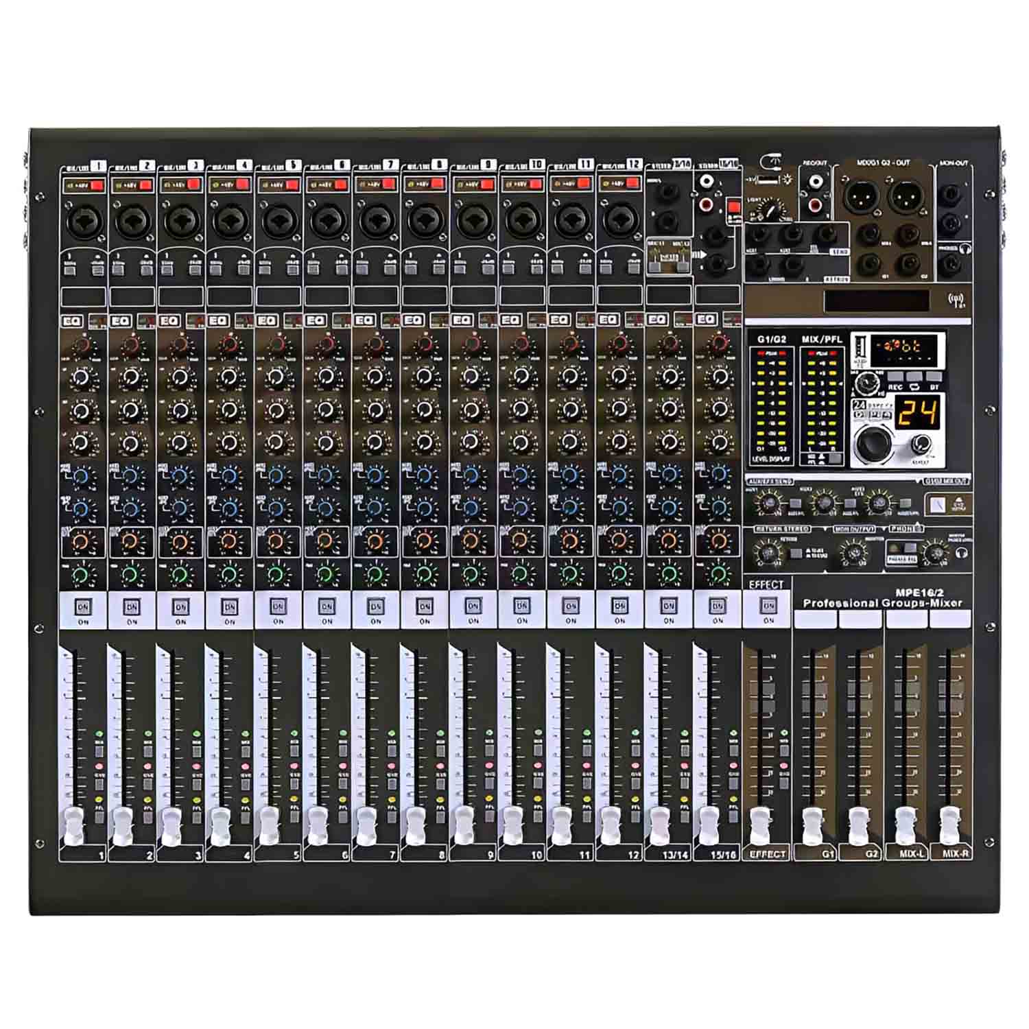 MPE16/2 professional analog mixing console view 1