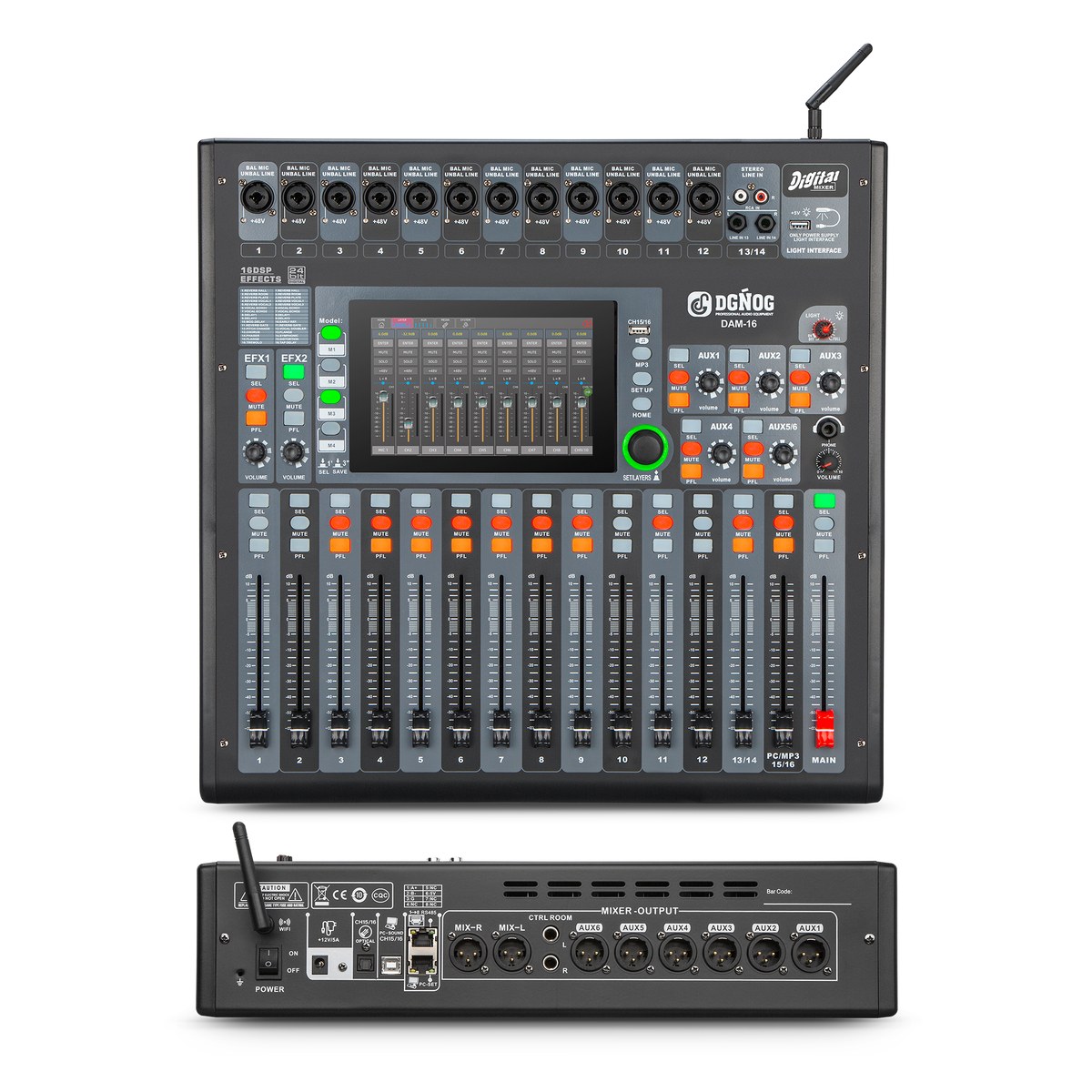 DAM-16 entry-level manual-fader digital mixer view 1