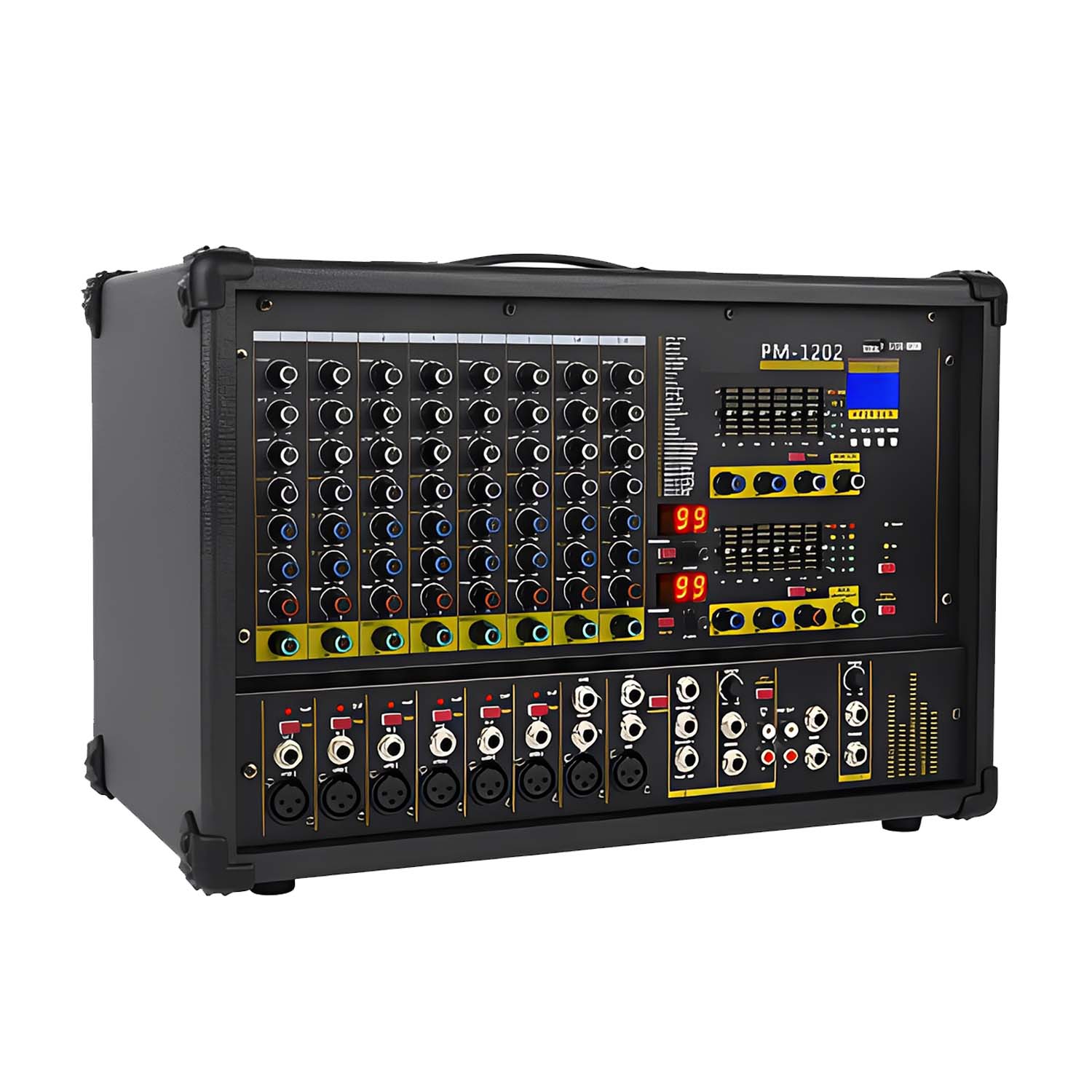 PM-1202 ten channel powered mixing console view 1