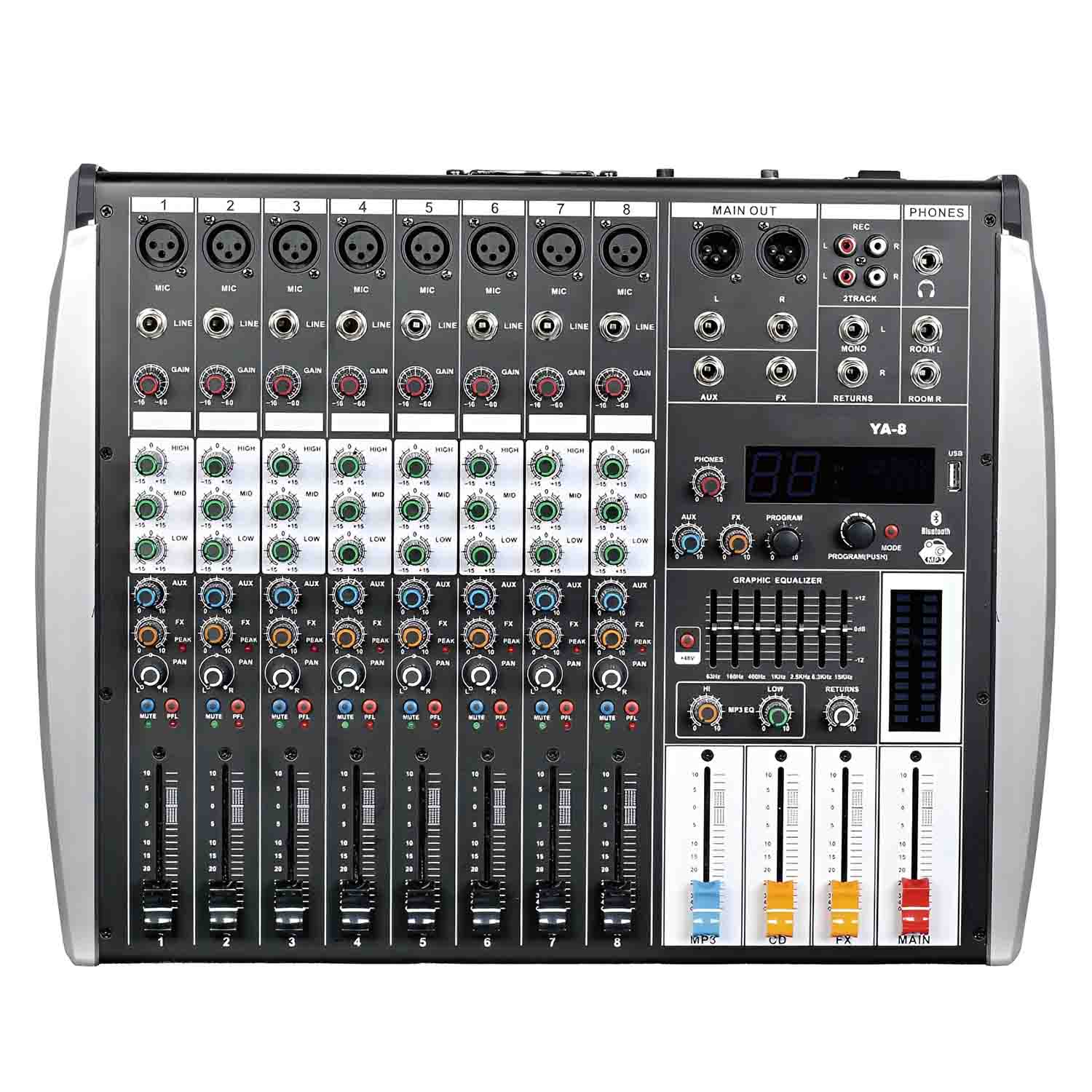 YA-12 professional powered mixing console view 1