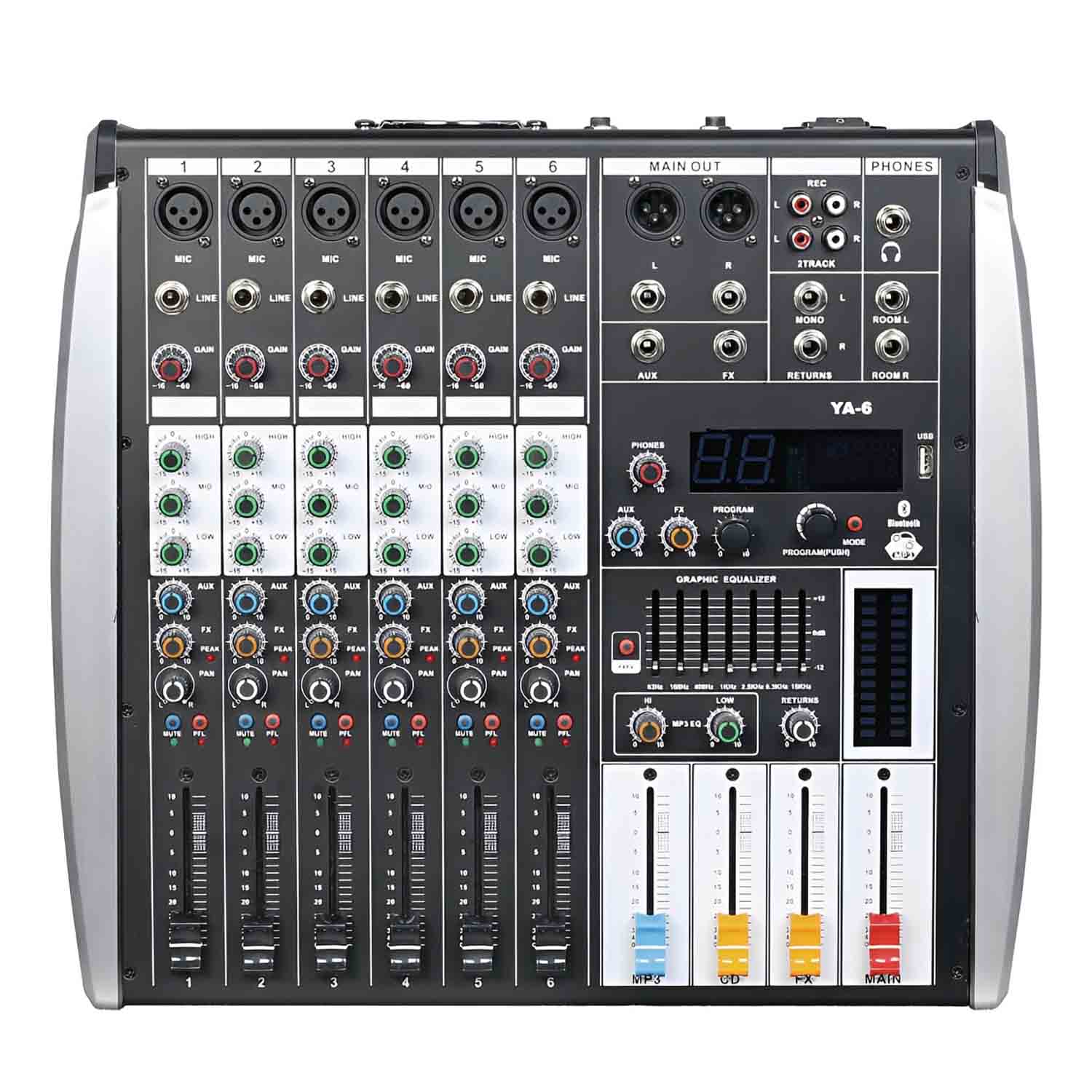 YA-12 professional powered mixing console view 2