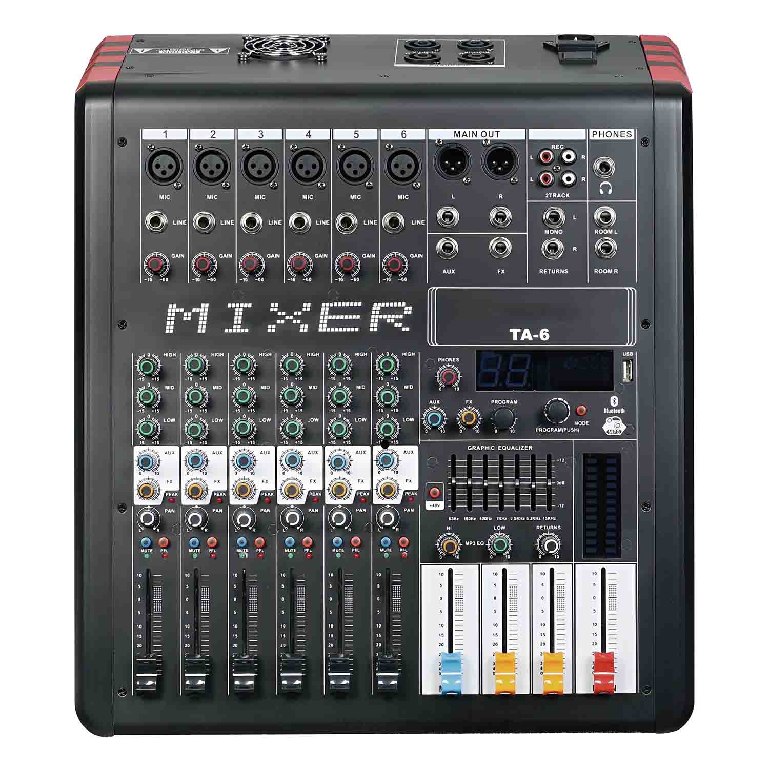 TA-12 professional powered mixing console view 1