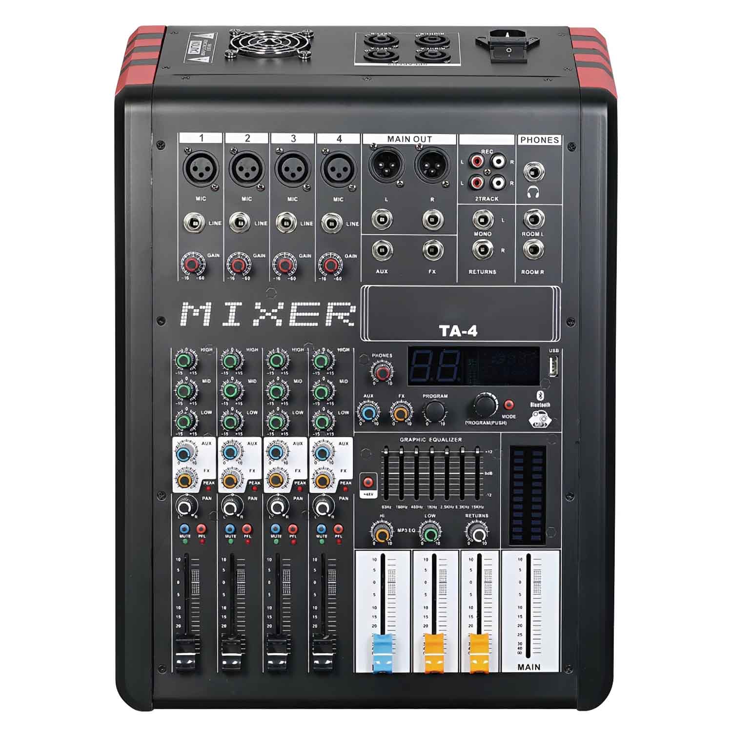 TA-12 professional powered mixing console view 2