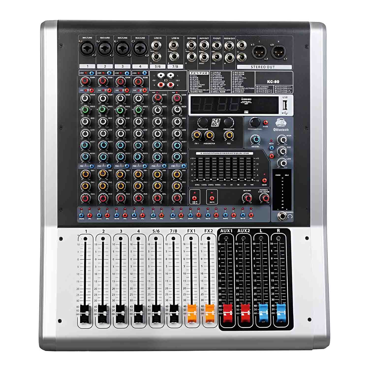 KC-120 professional powered mixing console view 1