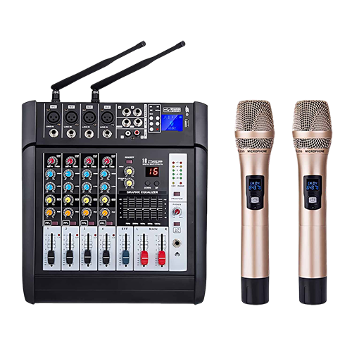PH4 4-Channel Bluetooth Mixer with UHF Wireless Microphone and Built-in Amplifier