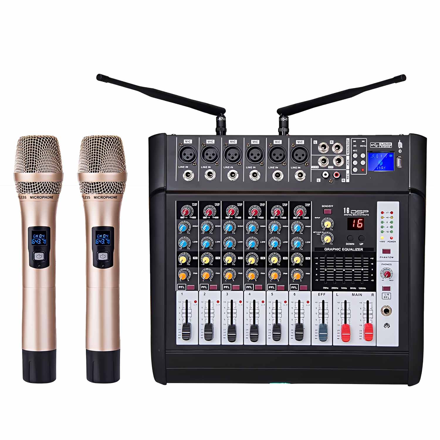 PH6 6 channel powered mixer view 1
