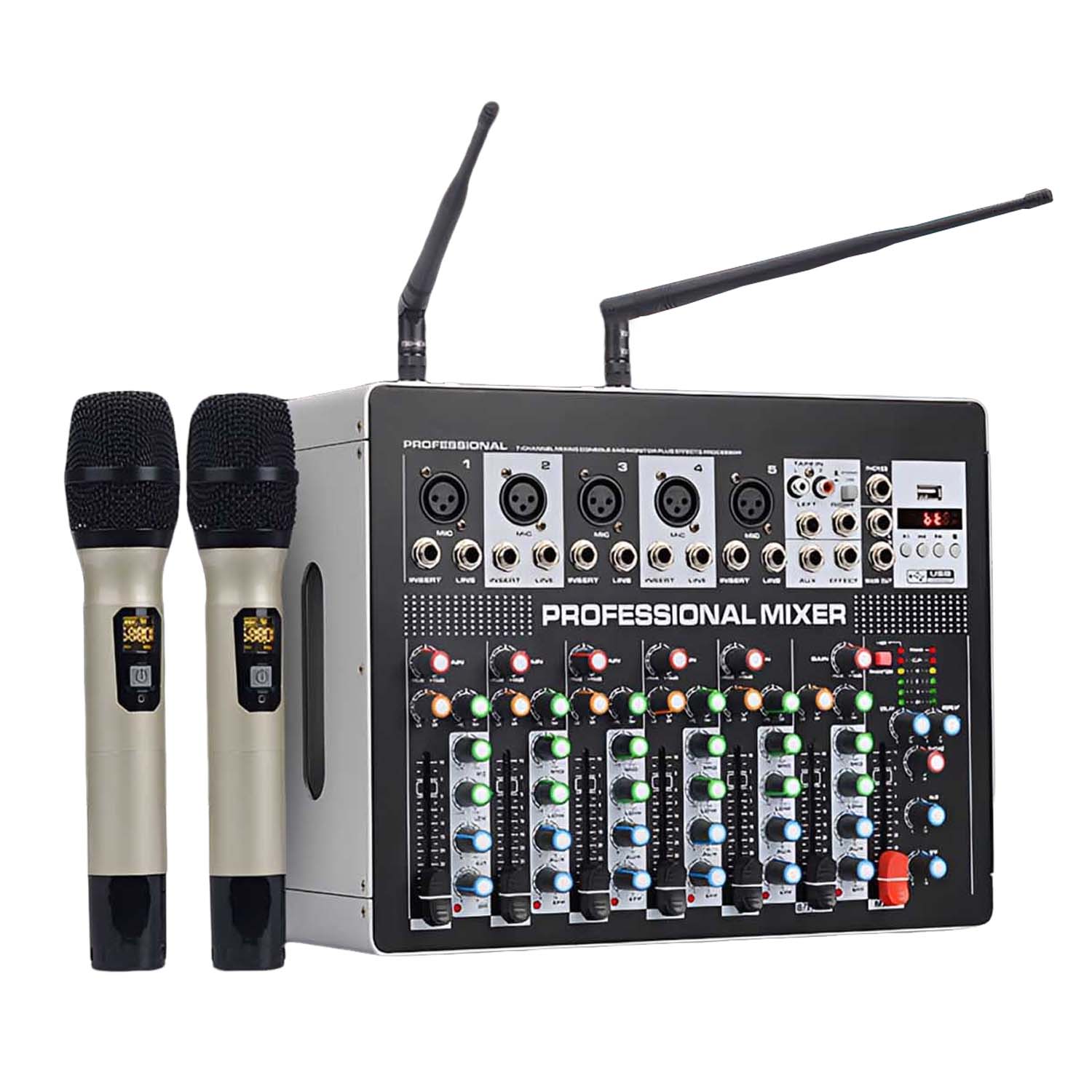 app7 seven channel powered Bluetooth mixer view 1