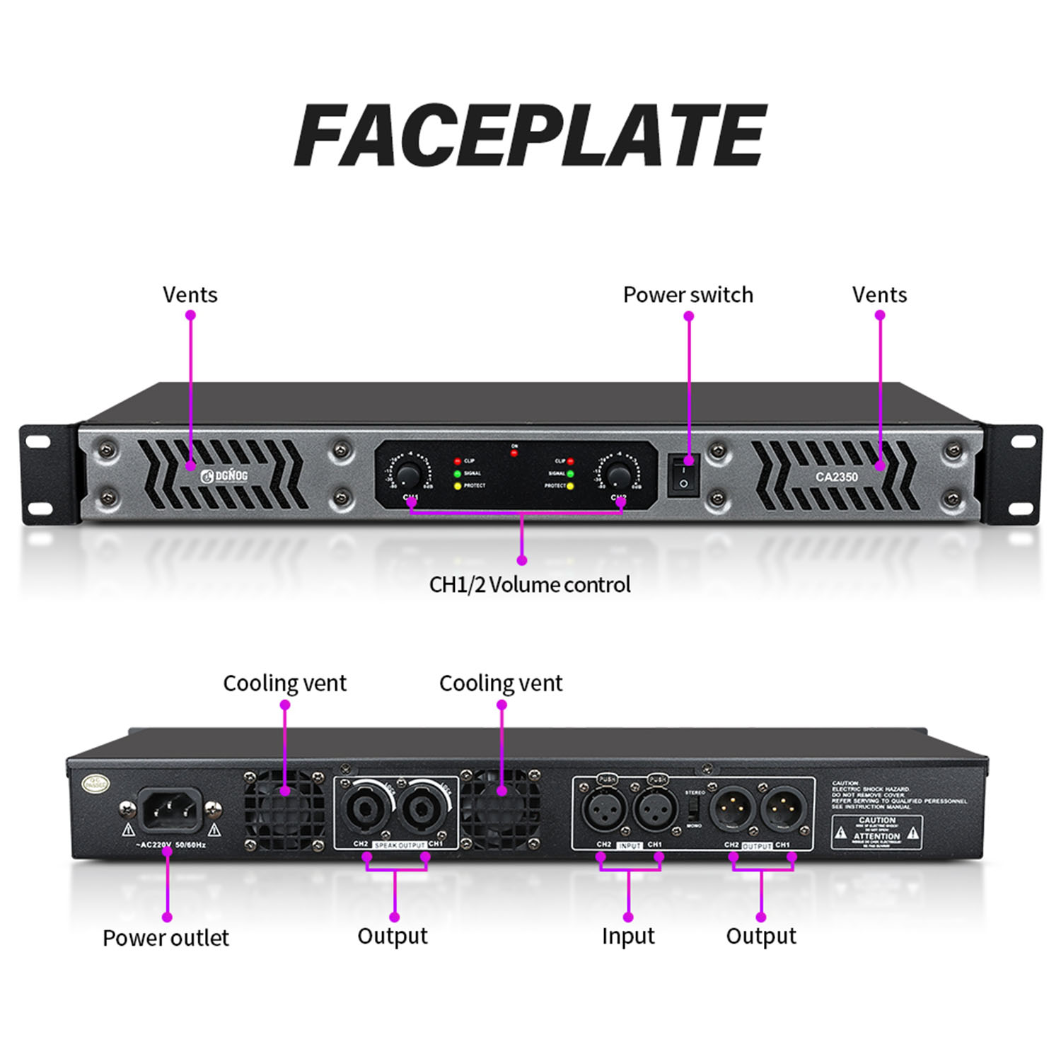CA2350 four channel digital power amplifier view 4