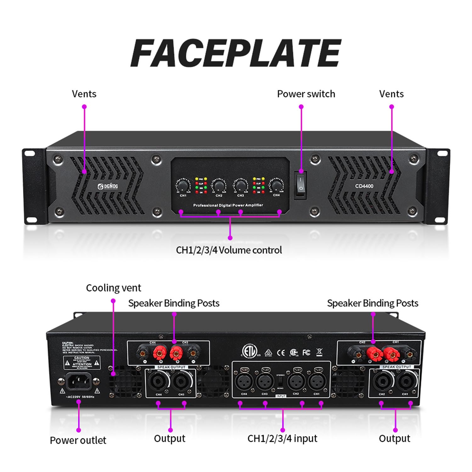 CD4600 four channel digital power amplifier view 4