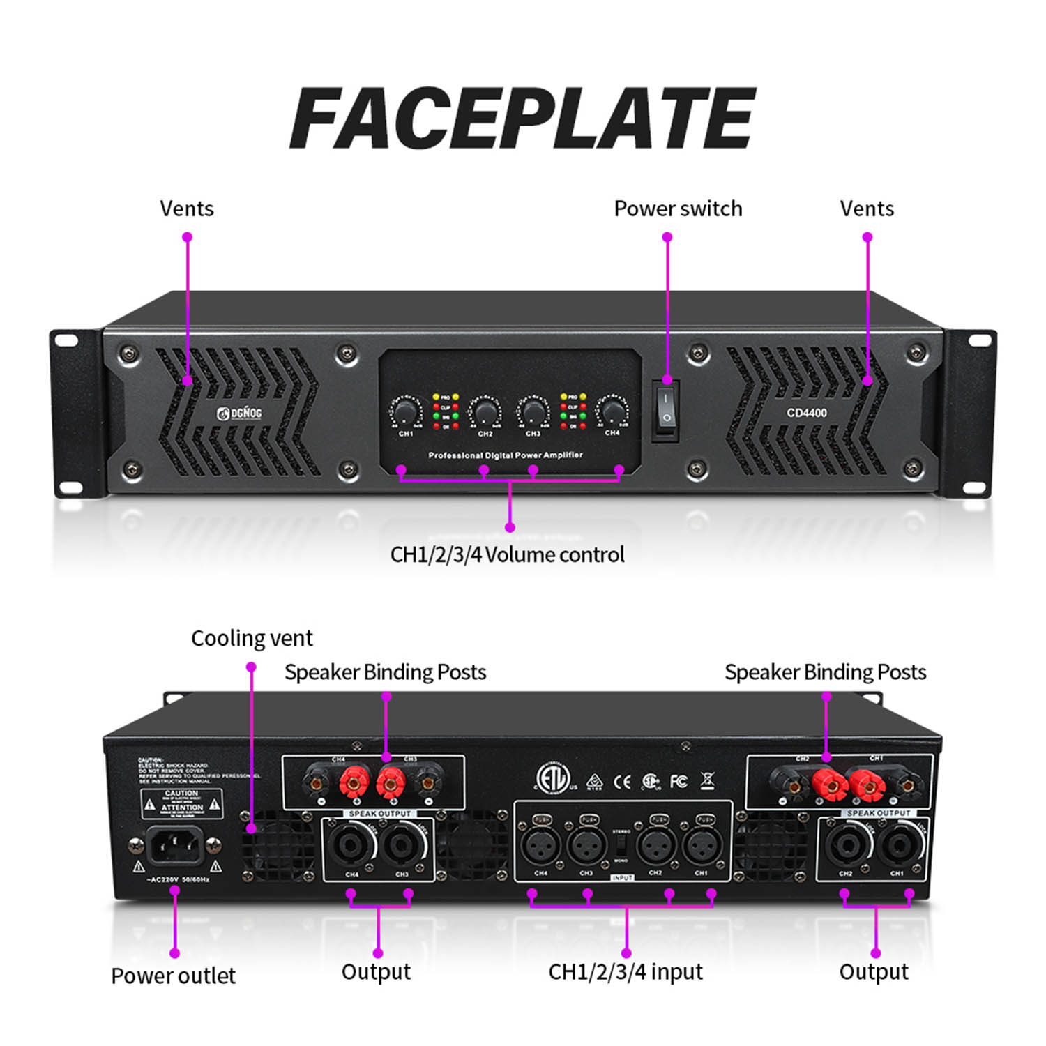 CD4800 four channel digital power amplifier view 4