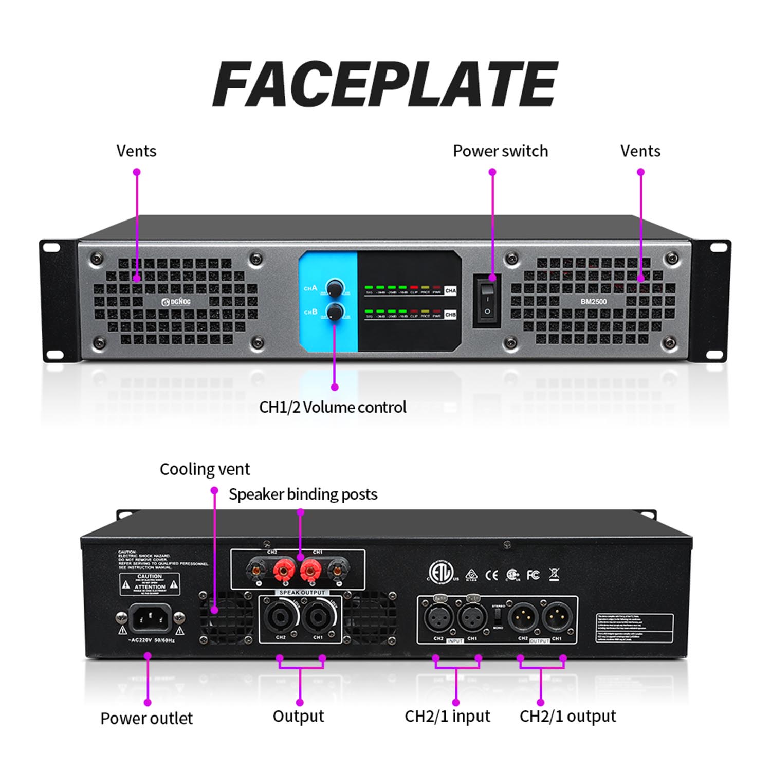 BM2600 digital power amplifier view 4