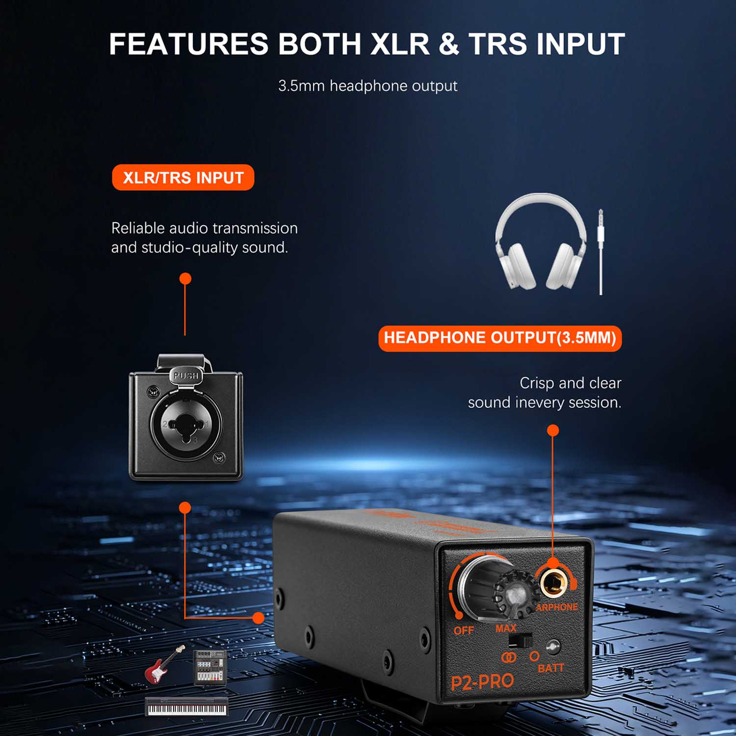 P2-PRO in-ear monitor headphone amplifier view 3