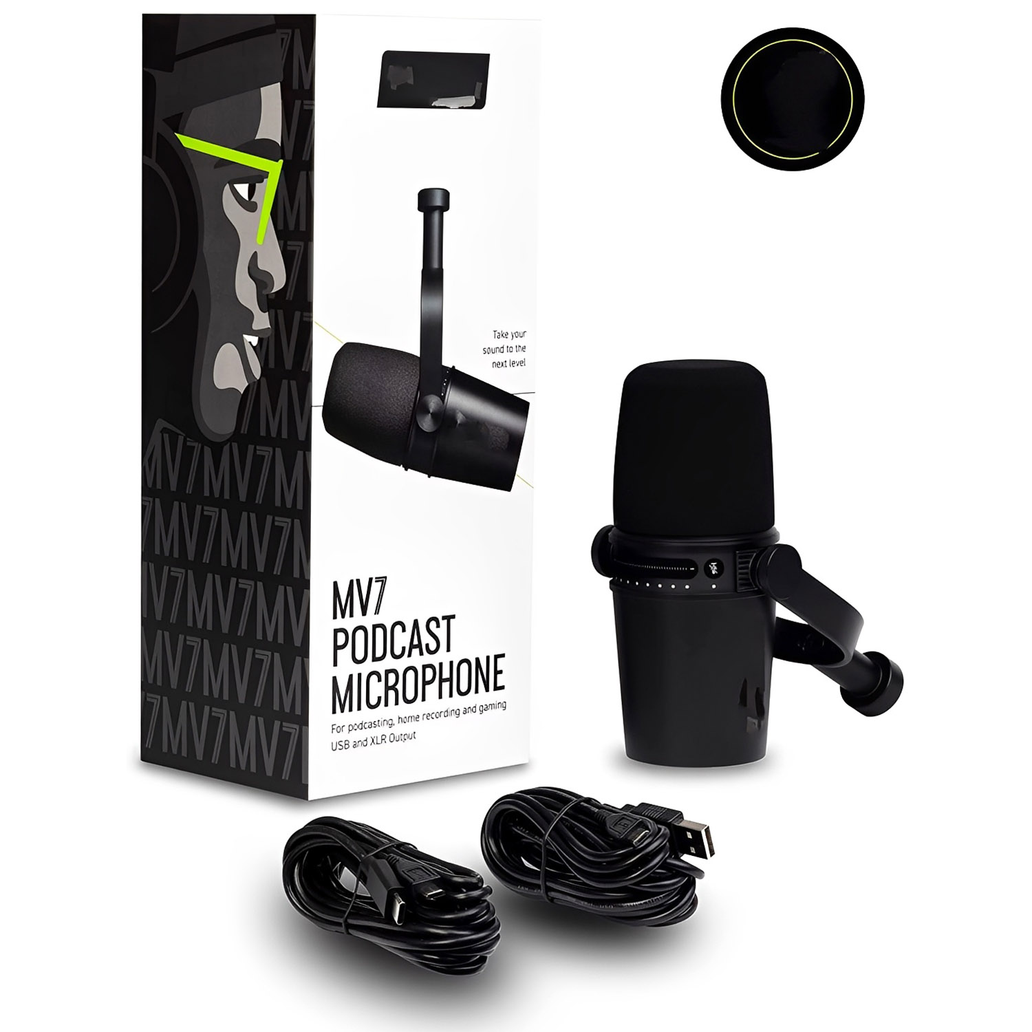 MV7 black USB XLR podcast microphone view 5