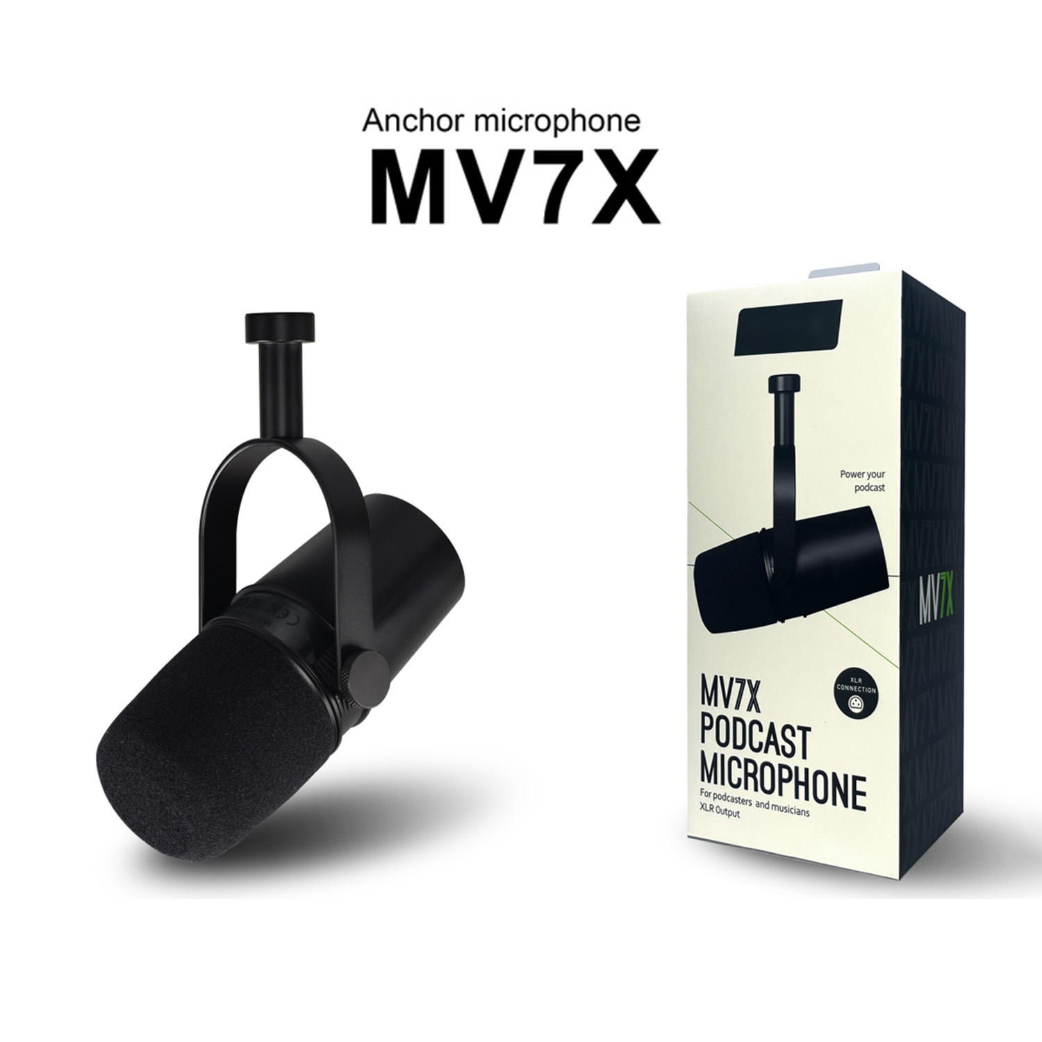 MV7X black USB XLR dynamic microphone view 2