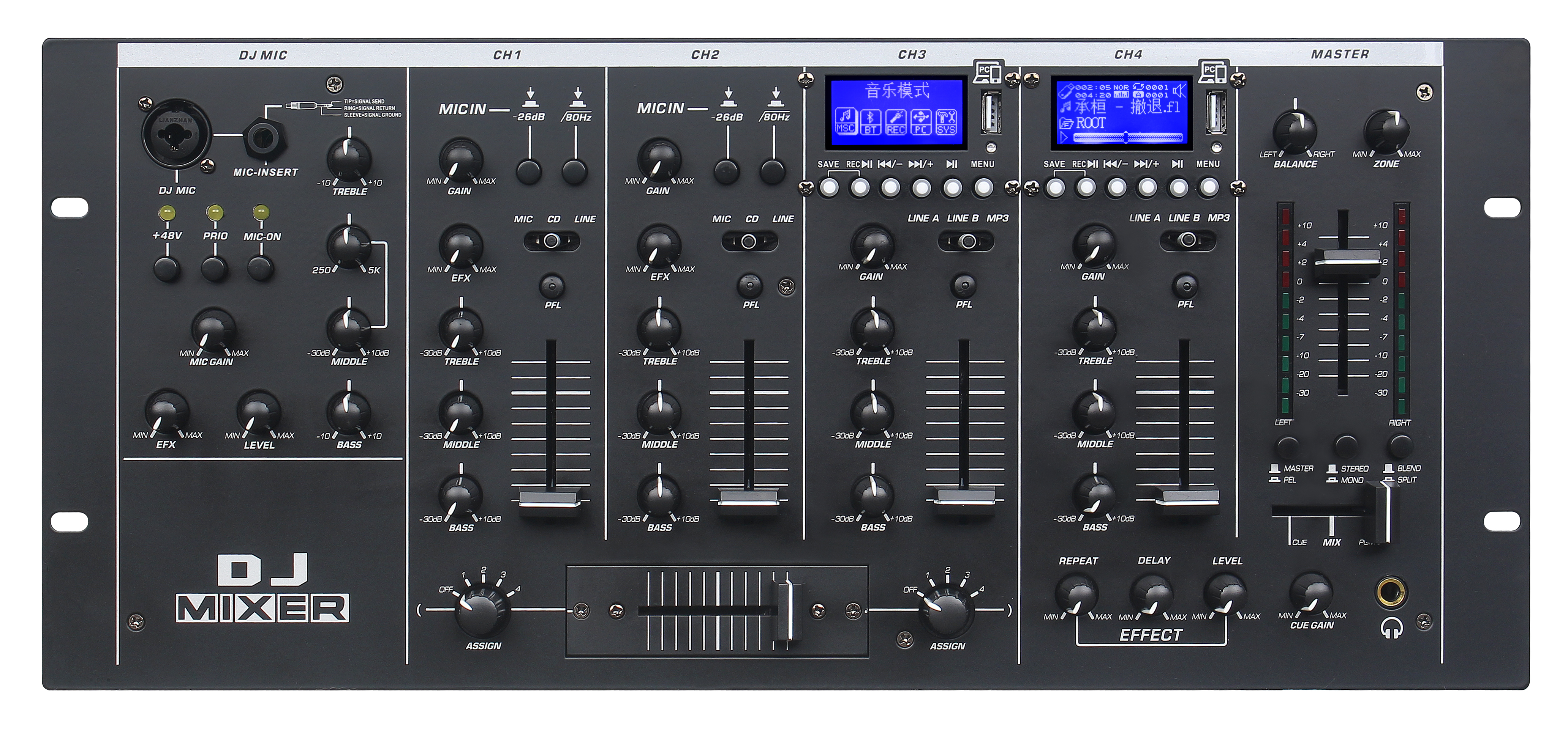DGNOG DJM8000 professional DJ mixer front panel