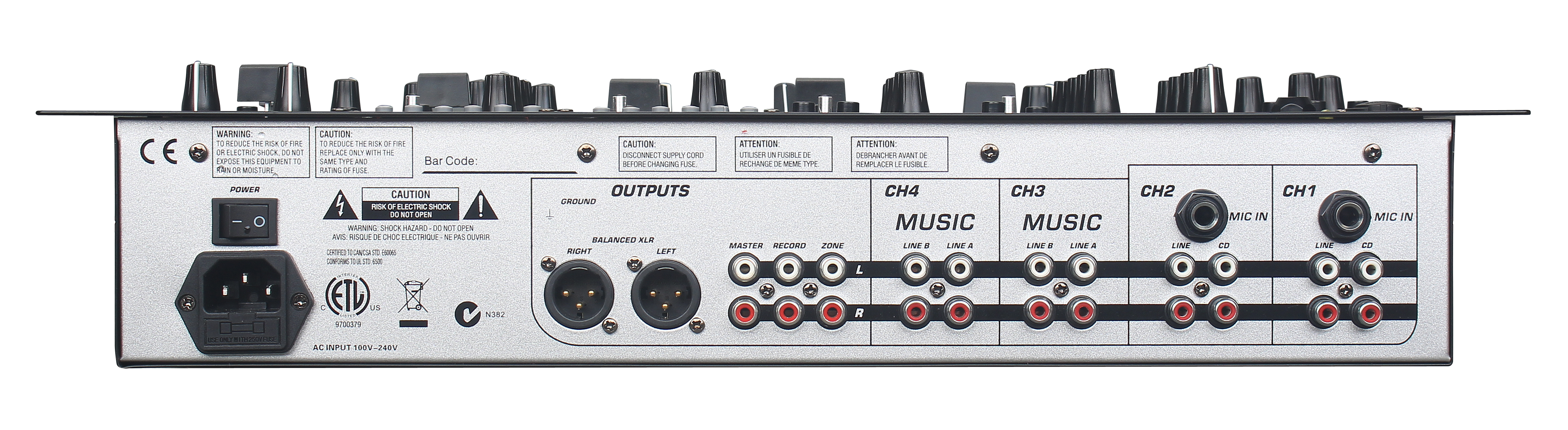 DGNOG DJM8000 professional DJ mixer rear panel connections