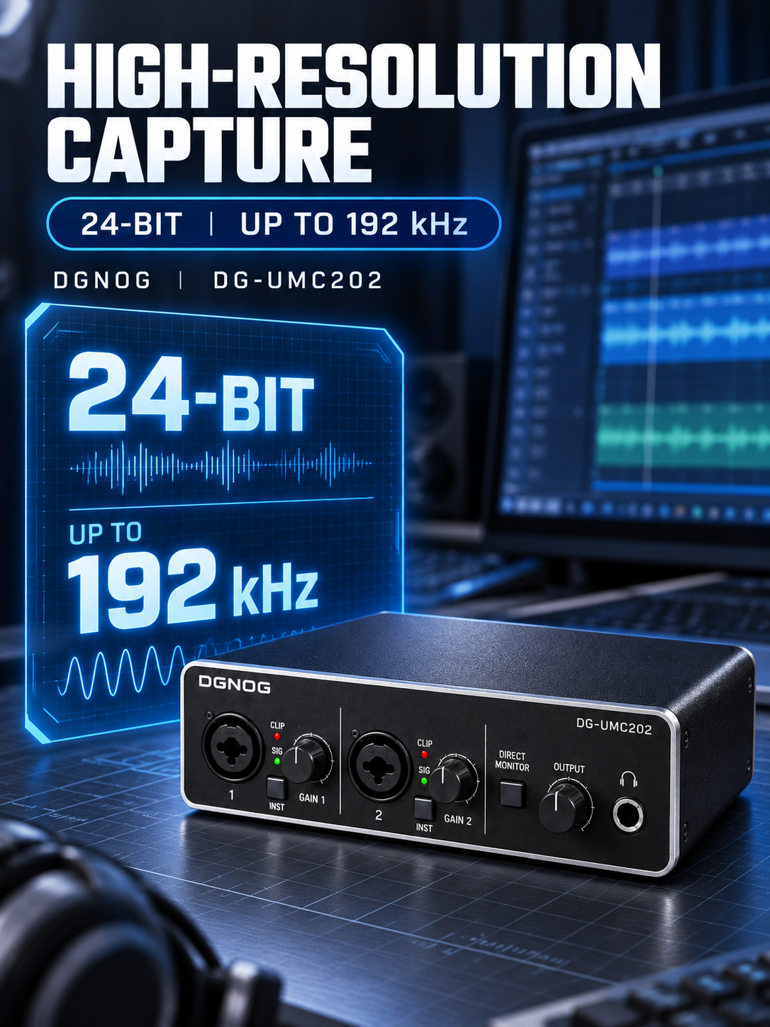 DGNOG DG-UMC202 2-In/2-Out USB Audio Interface product view